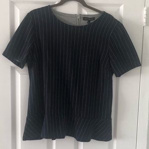 Banana Republic Navy Pinstripe Peplum Top Size L